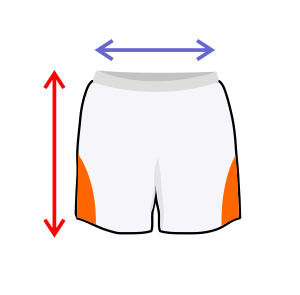 Ilustração de um shorts com indicação das medidas